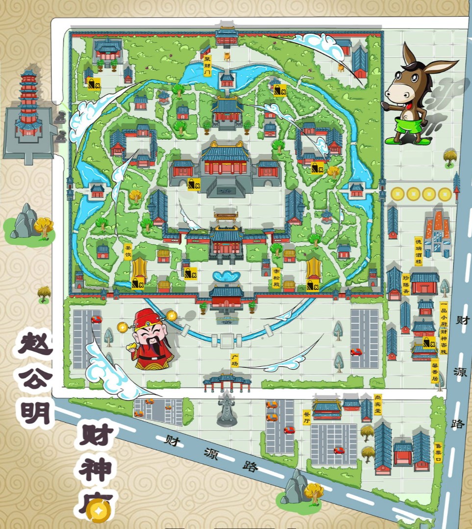 罗庄寺庙类手绘地图